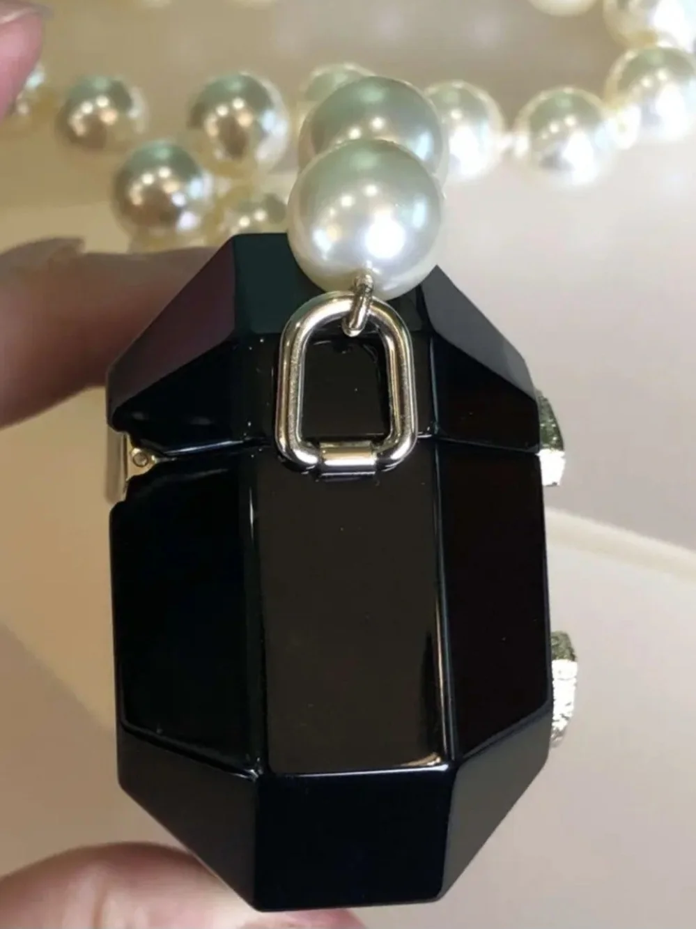 VIP Precision Black and Pearl Crystal CC Pendant Necklace